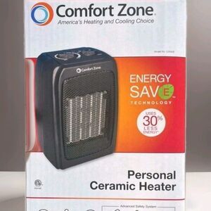 Comfort Zone CZ442E Personal Ceramic Energy save Heater, 1500W, Adjustable Therm